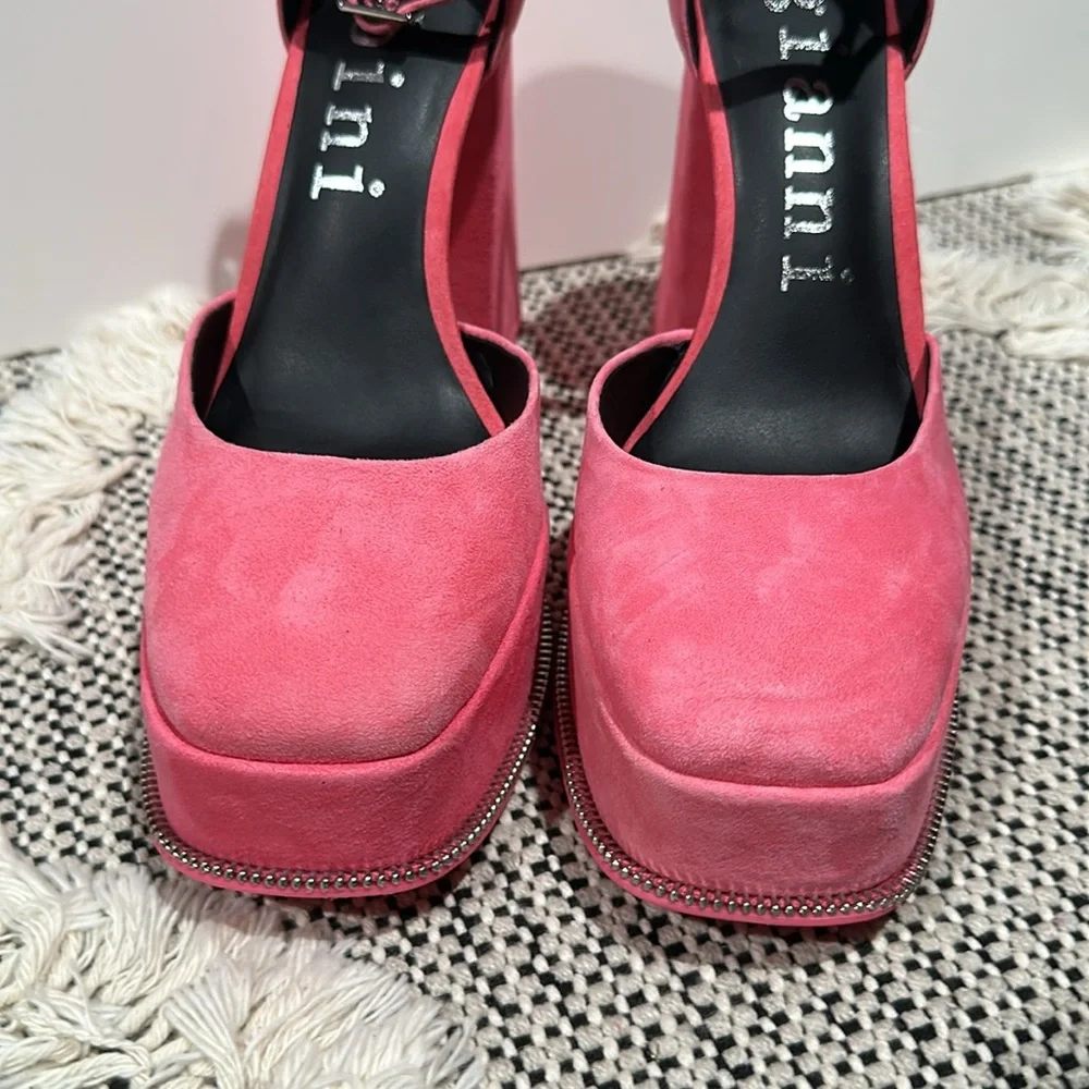 Gianni Bini Otten Suede Ankle Strap Platform Pumps